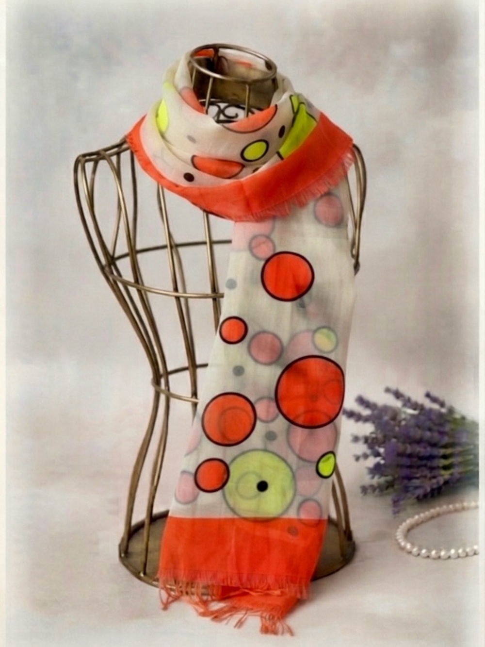 Vintage Psychedelic Mod Polka Dot Scarf